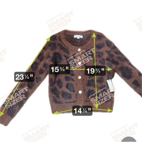Threaded Leaf Cardigan Womens Size M Brown Leopard Print Fuzzy Cozy Sweater New - Picture 14 of 16